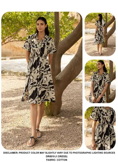 DR0019 Cotton Printed Ladies One Piece Western Dress Wholesale Suppliers In India
